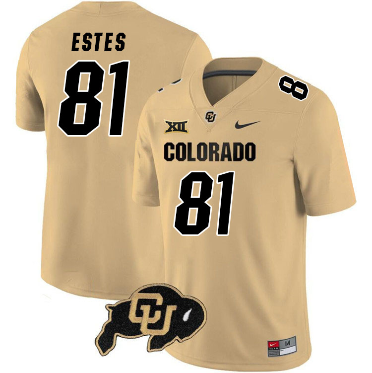Colorado Buffaloes #81 Chernet Estes Big 12 Conference College Football Jerseys Stitched Sale-Gold